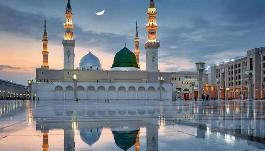al-masjid-an-nabawi-reflecting-at-dusk-in-medina-saudi-arabia-photo